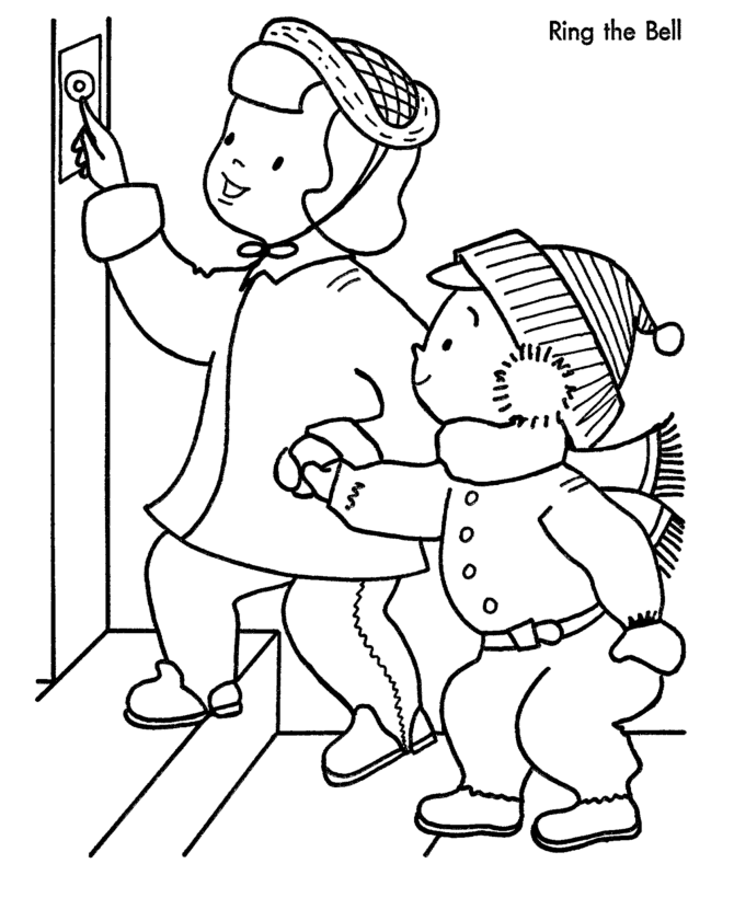 Christmas Party Coloring Pages - Friends Arrive at the Christmas 