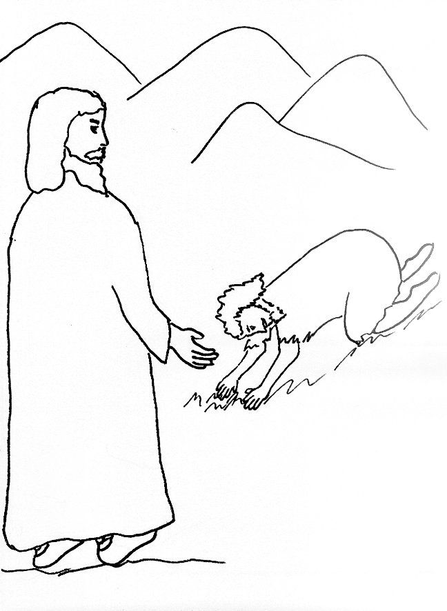 Bible Story Coloring Page for Jesus and the Man With the Unclean 