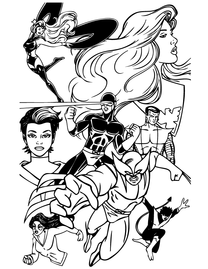 Superhero X Men Team For Kids Coloring Page | HM Coloring Pages