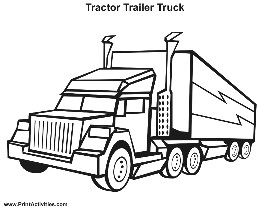 Tractor Trailer Coloring Page | Free Printable Truck Activity