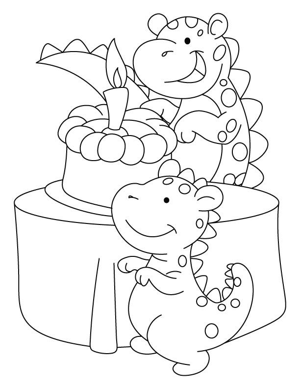 Dinosaur celebrating his birthday coloring pages | Download Free 