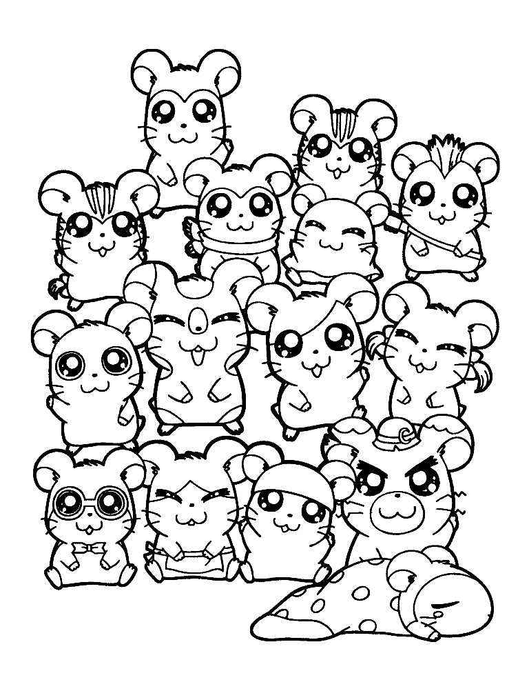 All hamsters Characters Coloring Page Free | Kids Coloring Page