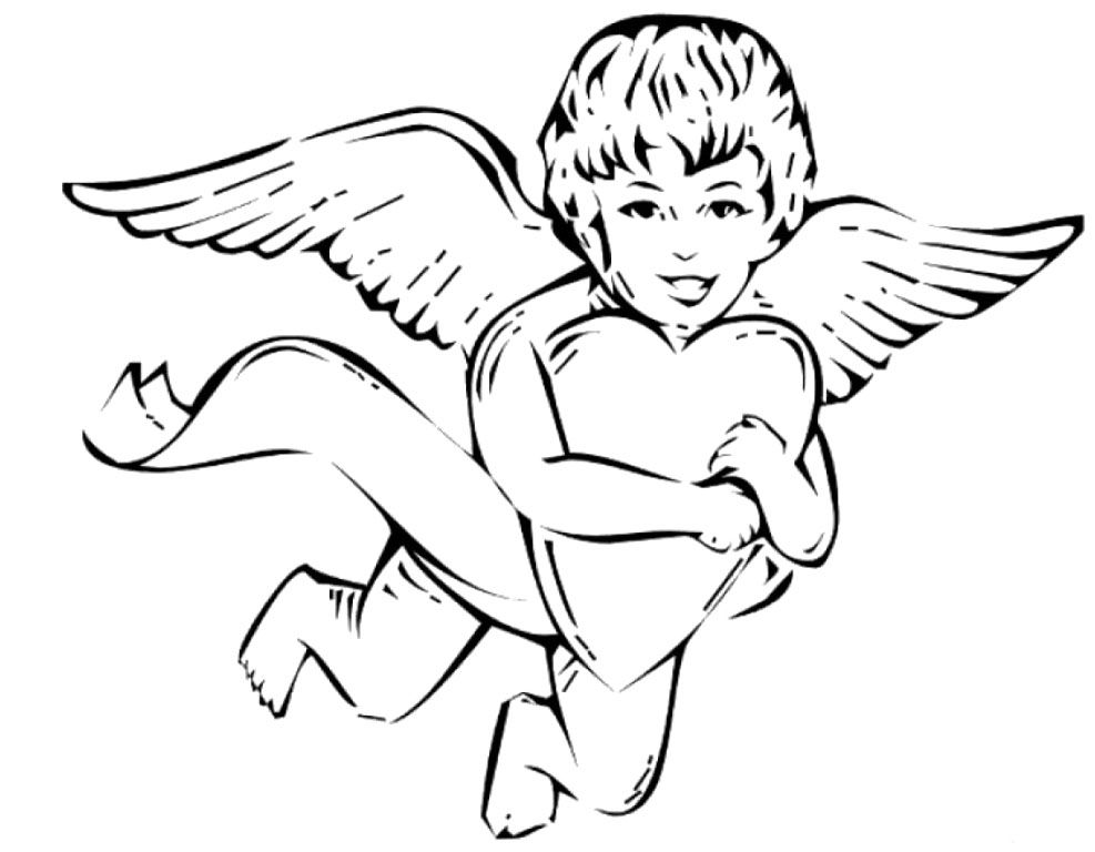 Cute Kids Boys Cupid Happy Valentines Day Coloring Pages 
