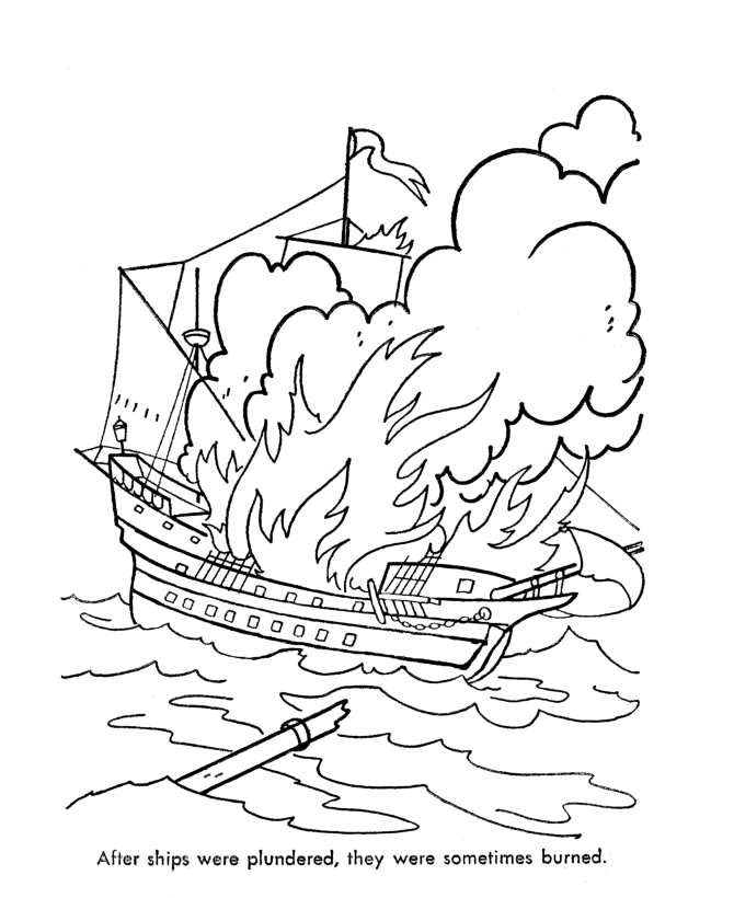 sunk ship Colouring Pages