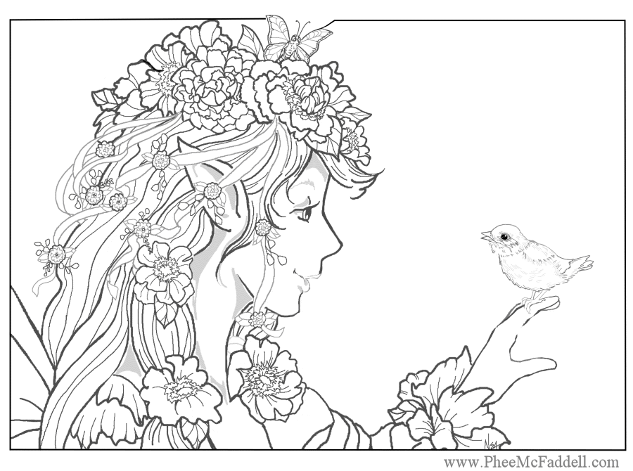 Print Fairy Coloring Pages For Adults : Download Fairy Coloring 