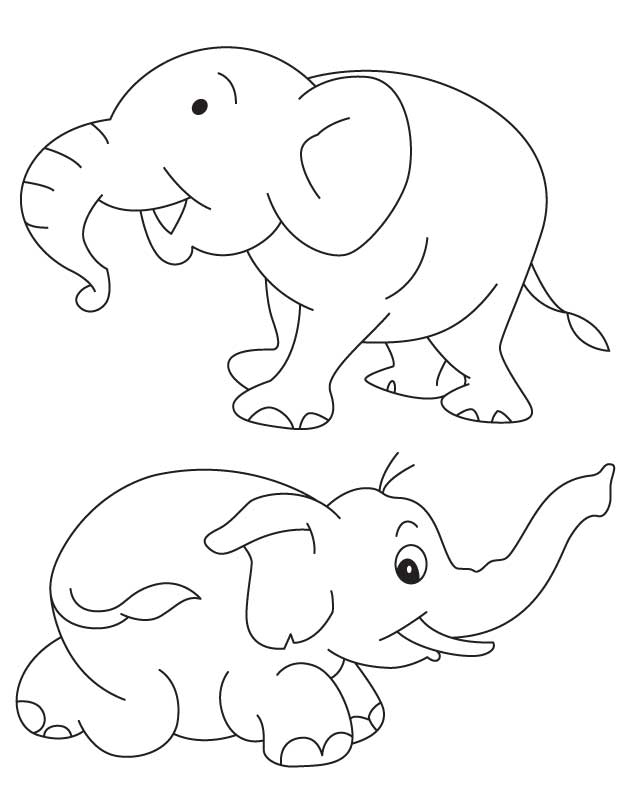 Two baby elephants coloring page | Download Free Two baby 