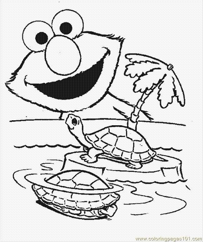Coloring Pages Elmo Turtle (Cartoons > Elmo) - free printable 