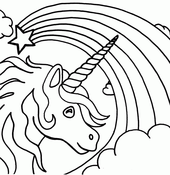 Unicorn and the Rainbow Coloring Page, Coloring Pages Wallpaper 