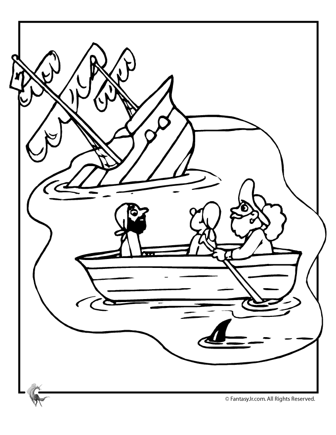 Fantasy Jr. | Sinking Pirate Ship Coloring Page