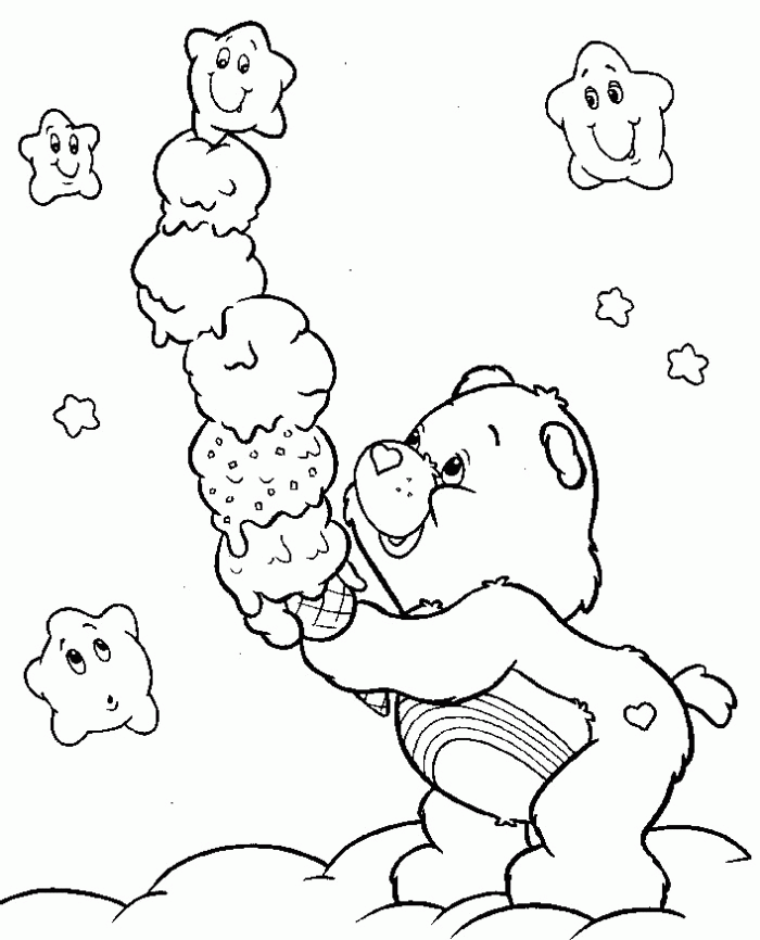 Care Bear With Ice Cream Coloring Pages - Care Bears Coloring 