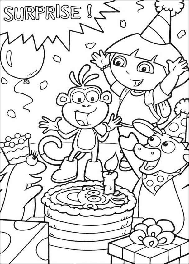 dora bday coloring sheet | Dora 4th Fiesta Bday