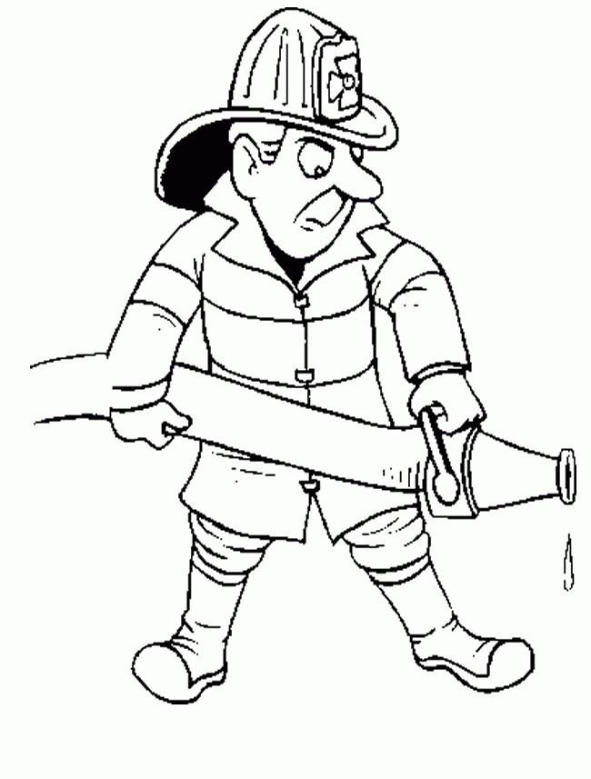 Fireman Coloring Pages : Fireman Running Coloring Page For Kids 