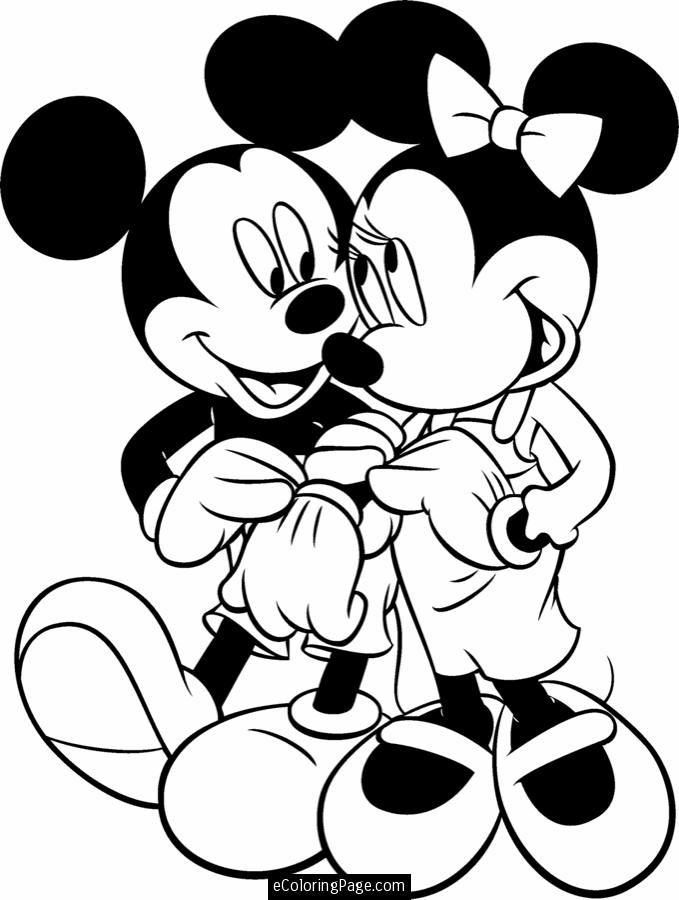 Mickey Mouse and Minnie Mouse Dancing Printable Coloring Page 