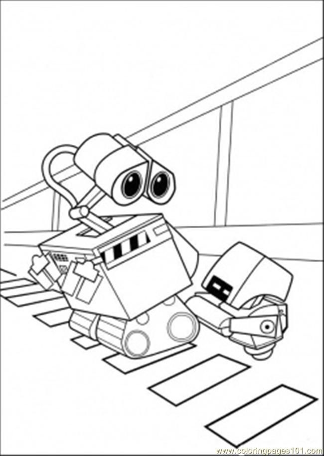 Coloring Pages Wall E And Cleaning Little Robot (Cartoons > Wall-E 