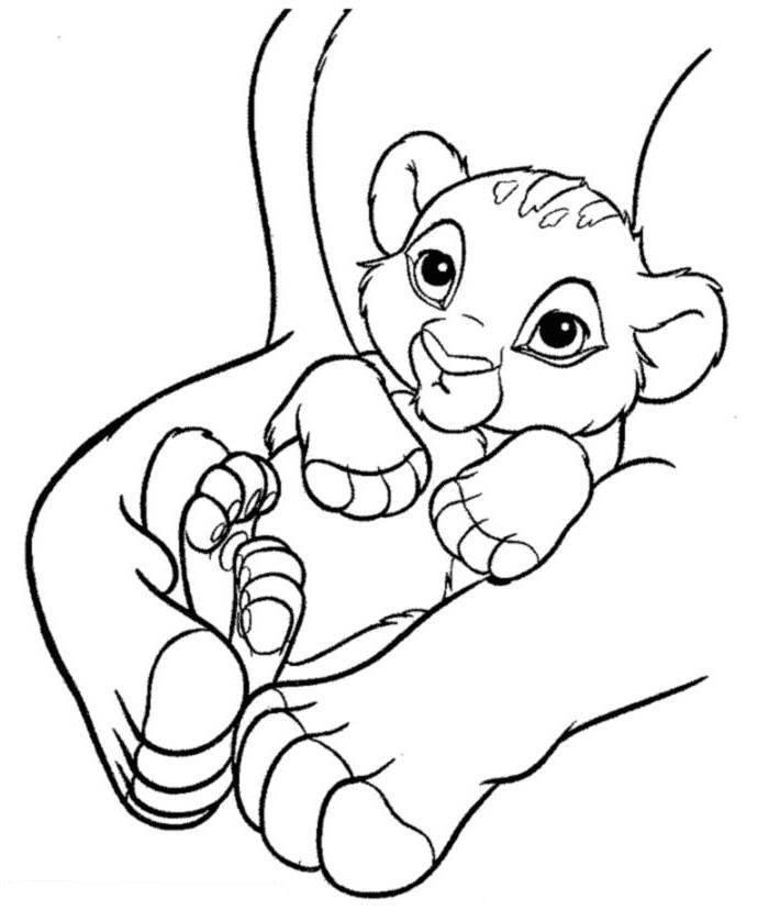 Print Baby Simba The Lion King Coloring Page or Download Baby 