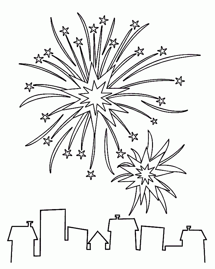 Download Fireworks On The Sky For Celebrating New Year Coloring 