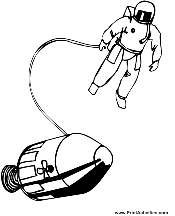 Sapce Coloring Page | Realistic Drawing Of Space Walk