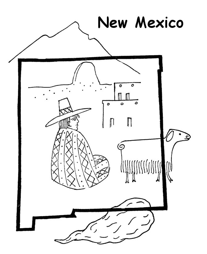 New Mexico State outline Coloring Page | States I've been to | Pinter…