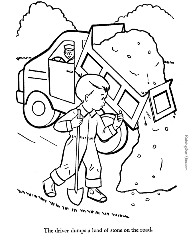 Dump truck coloring page 007