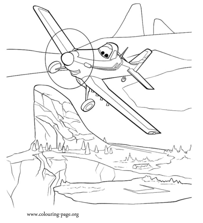 Planes - Dusty, a single-propeller plane coloring page | Coloring pages,  Disney coloring pages, Cartoon coloring pages