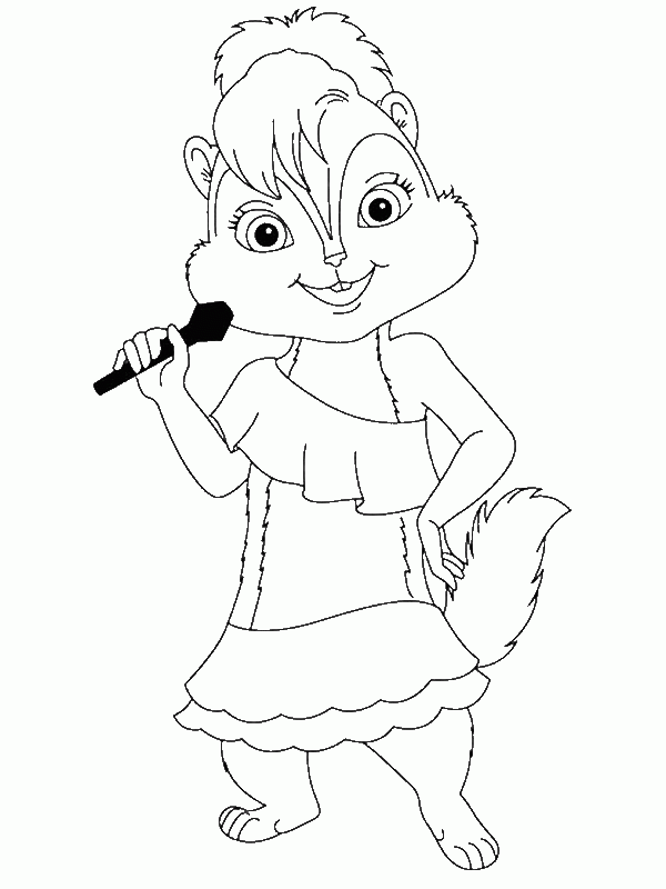 Brittany The Chipettes Hold a Mic Coloring Page - Download & Print ...