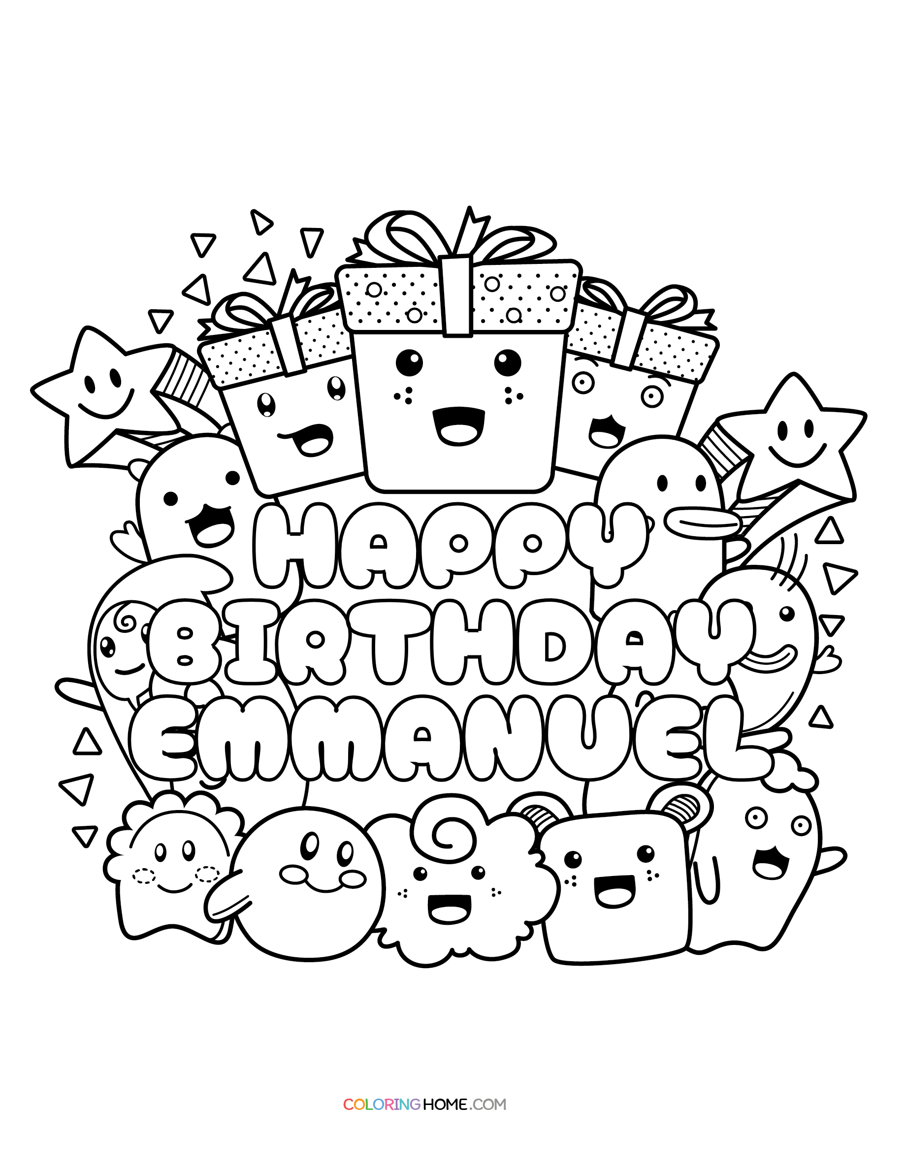 Happy Birthday Emmanuel coloring page