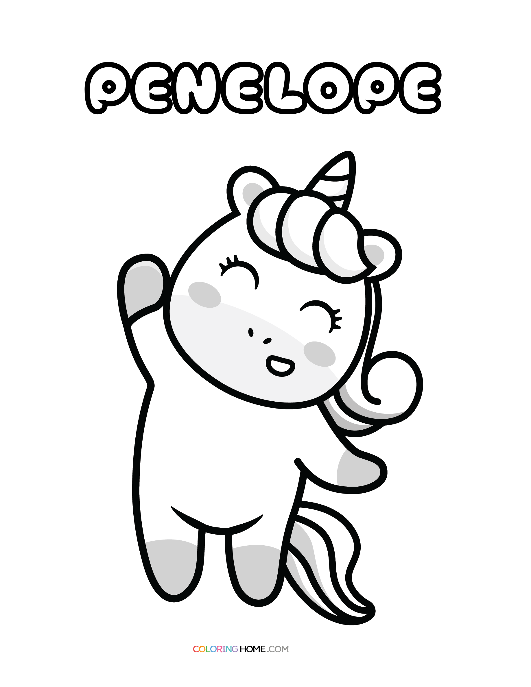 Penelope unicorn coloring page