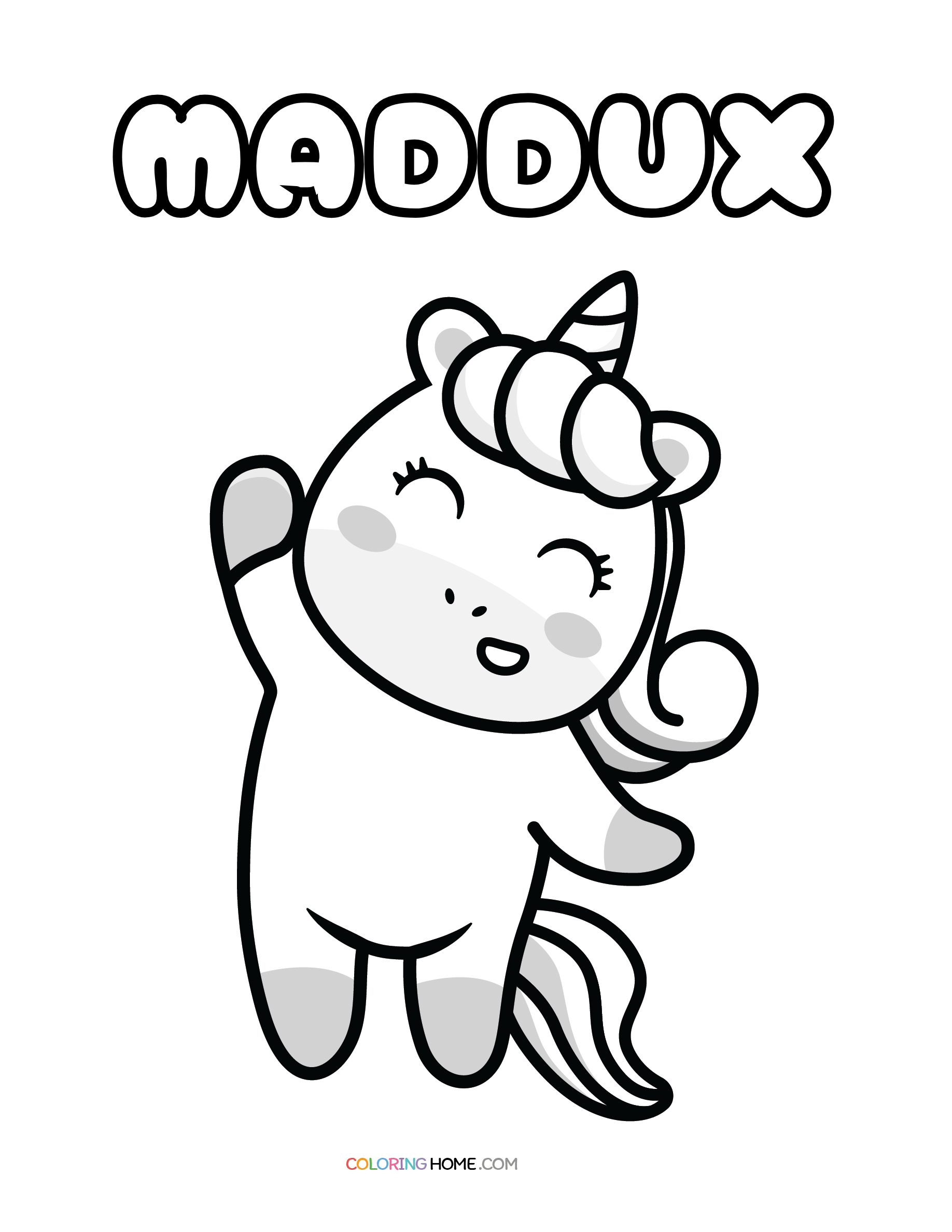 Maddux unicorn coloring page