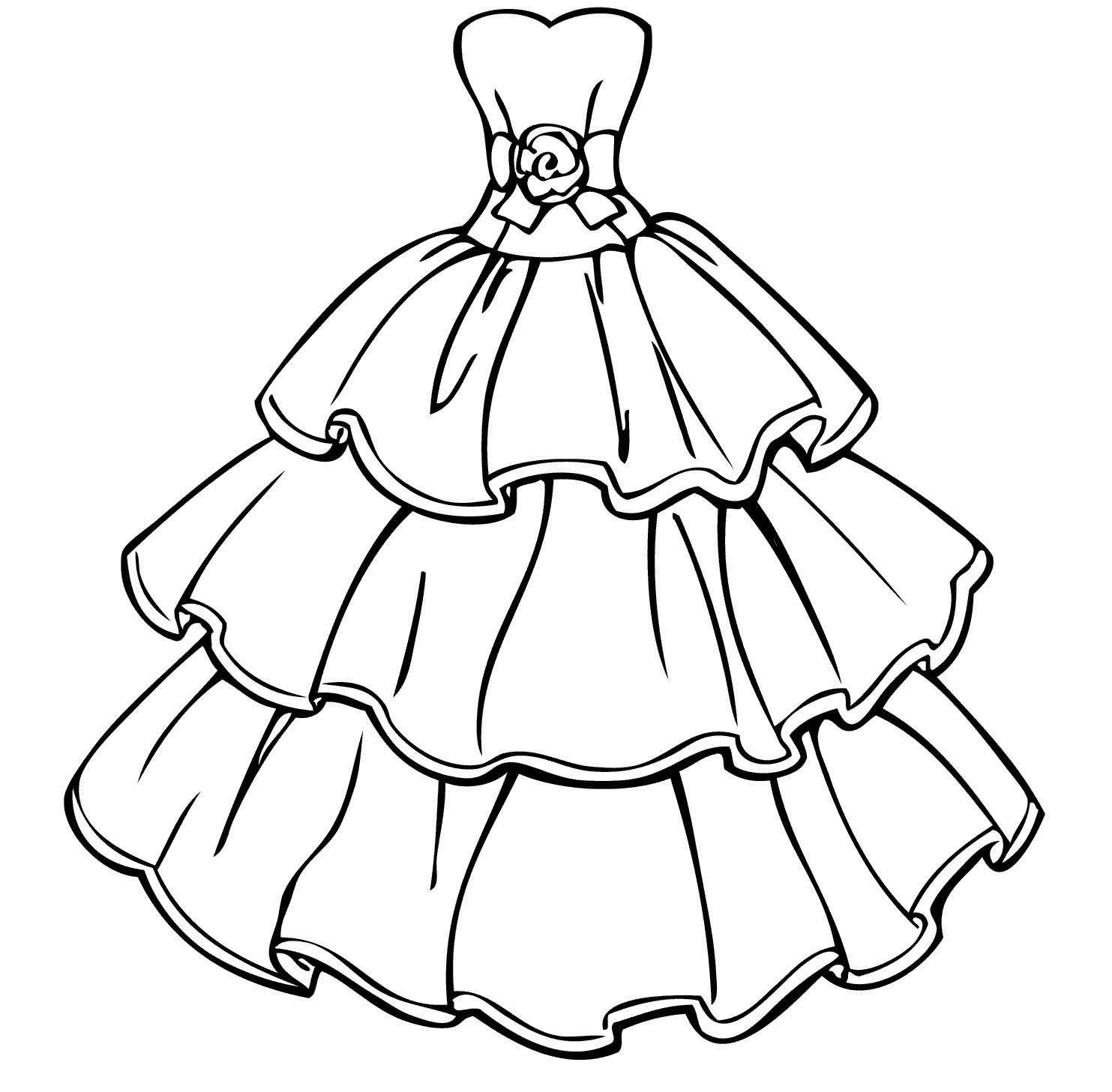 Princess Dress Coloring Pages - Coloring and Drawing