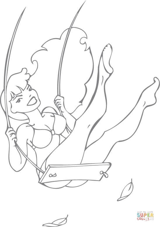 Click the Pin-up Girl Swinging coloring page