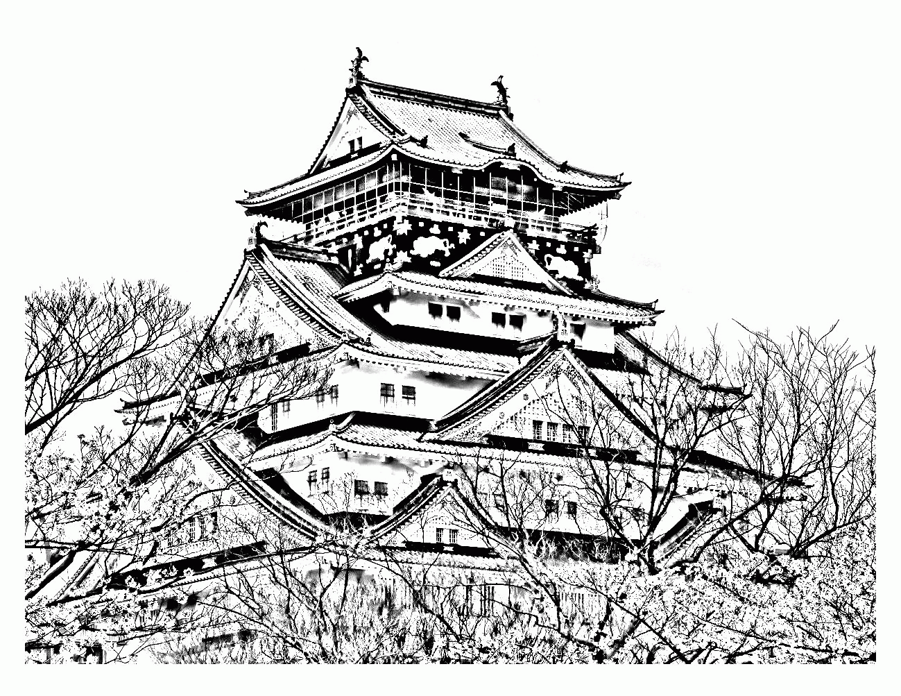 Japan - Coloring Pages for adults : coloring-temple-of-the-cherry ...