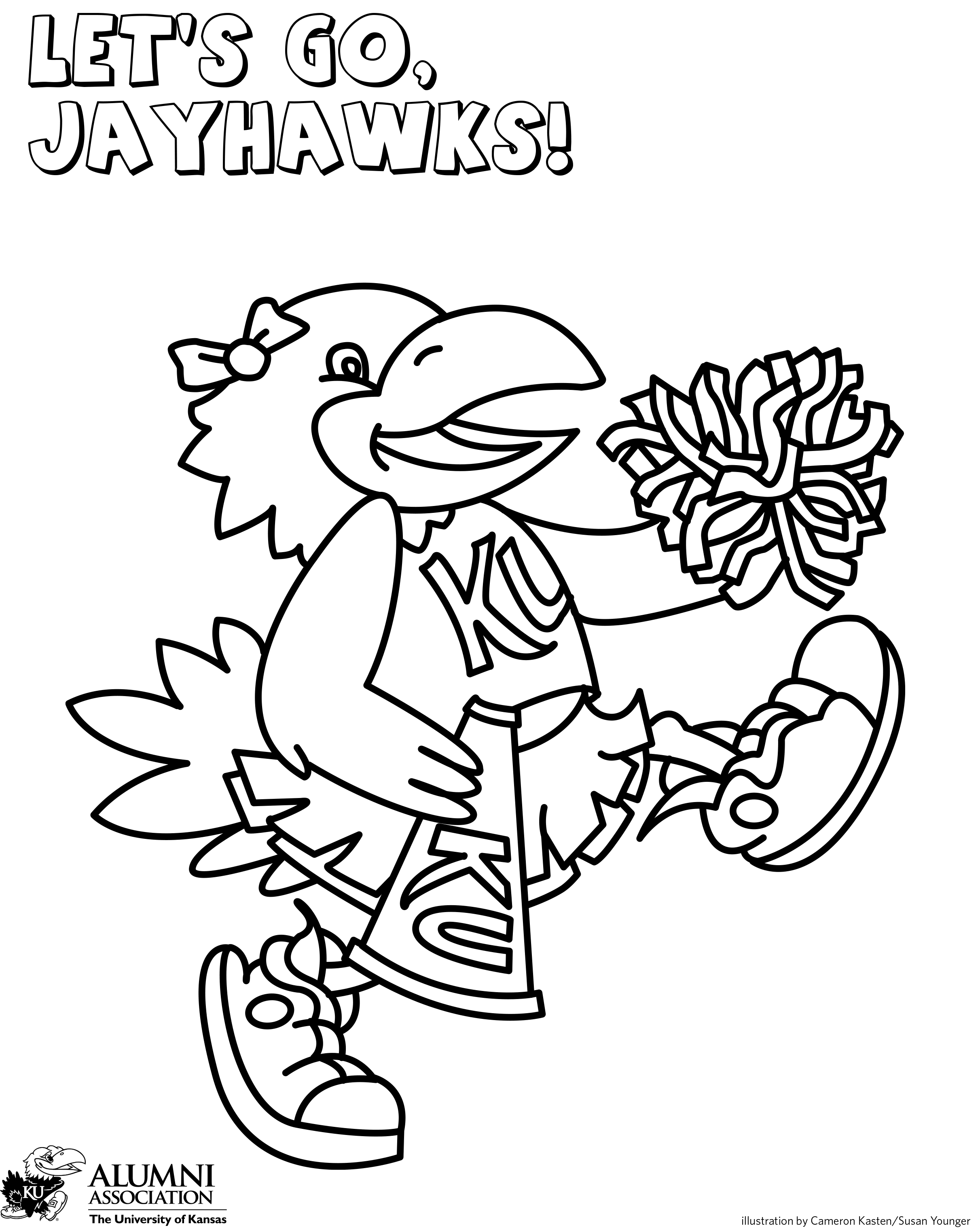 Let's Go Jayhawks - KU coloring page