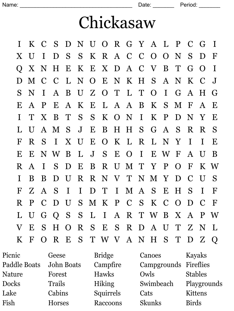 Chickasaw Word Search - WordMint