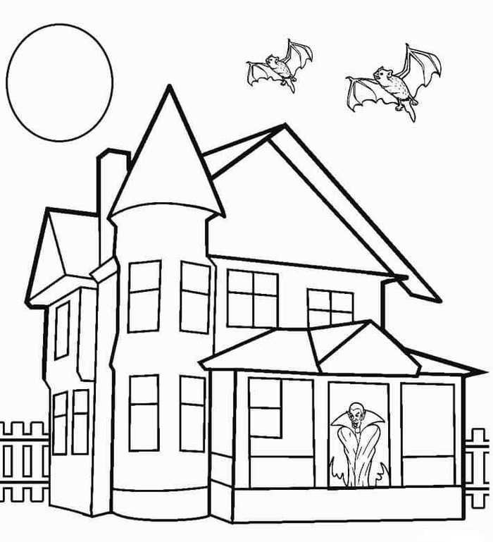 Printable Haunted House Coloring Pages PDF - Coloringfolder.com | House  colouring pages, Simple house drawing, Coloring pages