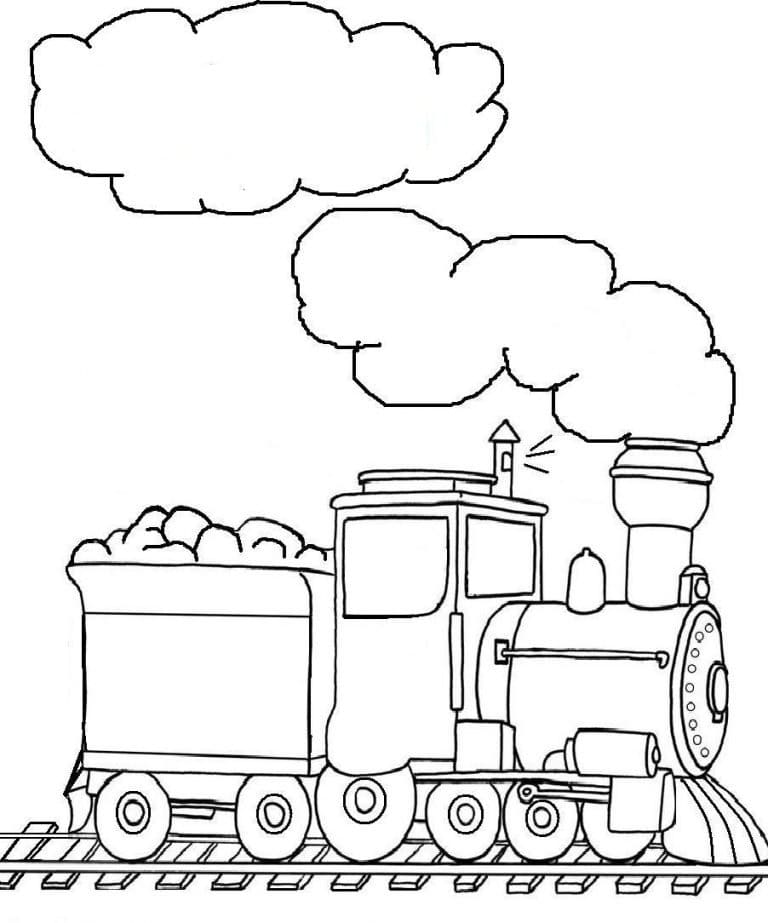 Small Cute Train Coloring Page - Free Printable Coloring Pages for Kids