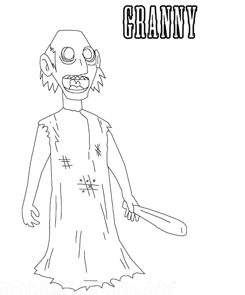 Granny in Game Coloring Page - Free Printable Coloring Pages for Kids