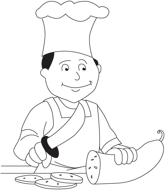Chef coloring page | Download Free Chef coloring page for ...