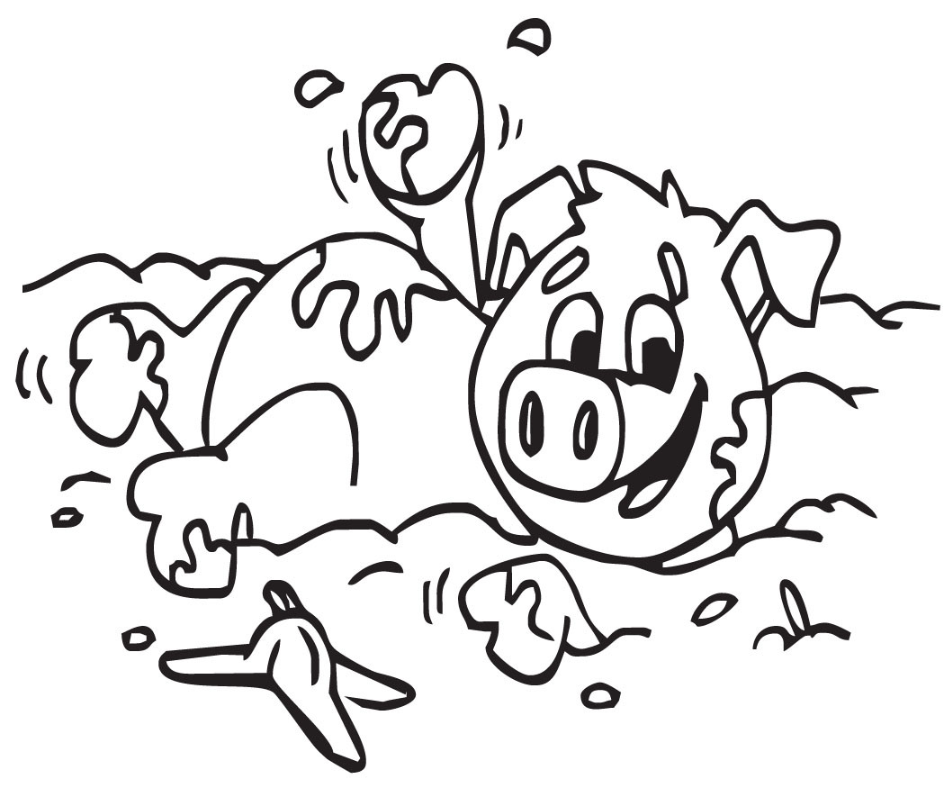 Pig In Mud Coloring Page drawing free image download