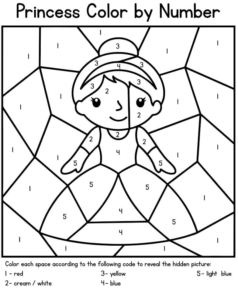 Princess Color by Number Coloring Pages - Free Printable Coloring Pages for  Kids