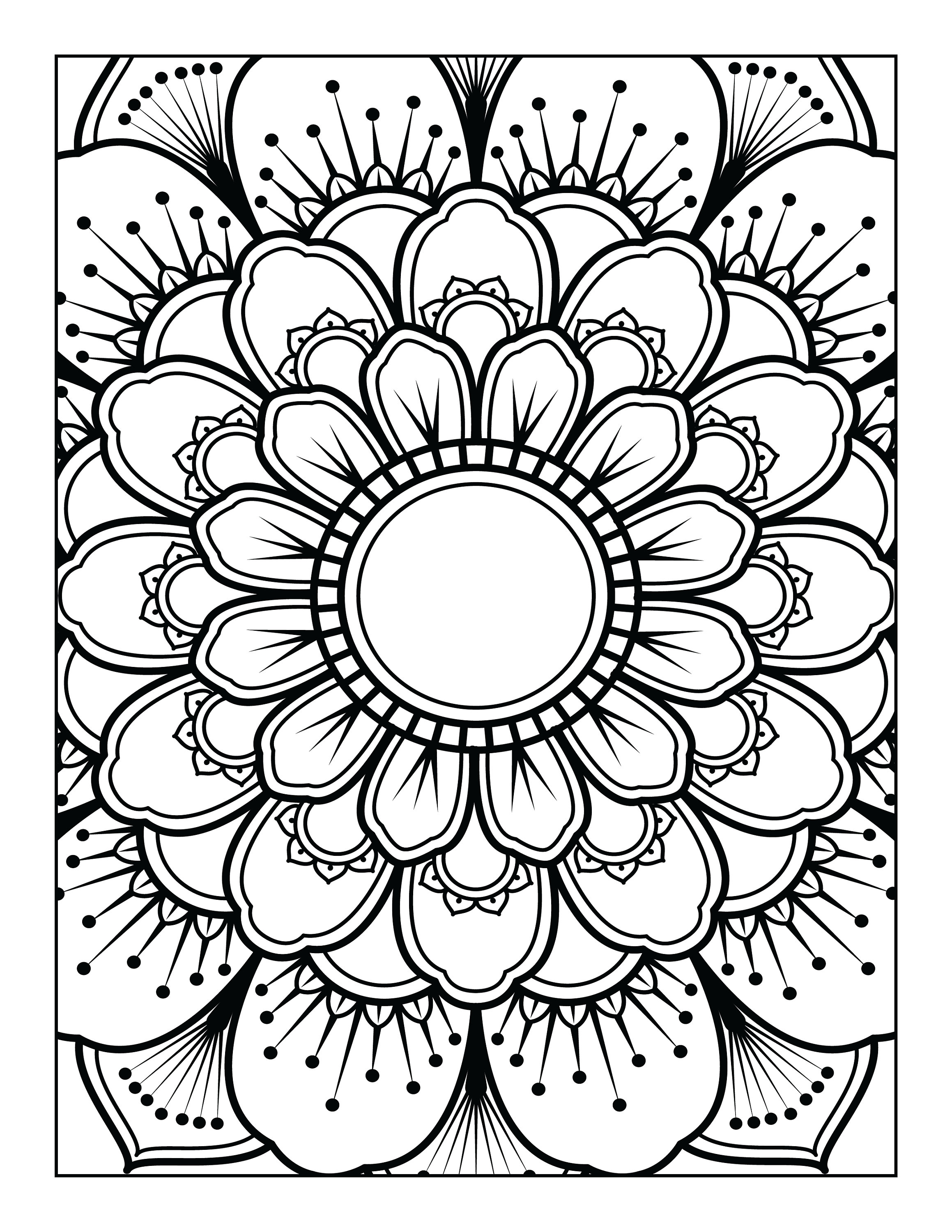 5 Printable Mandala adult Coloring Pages Floral Easy - Etsy.de