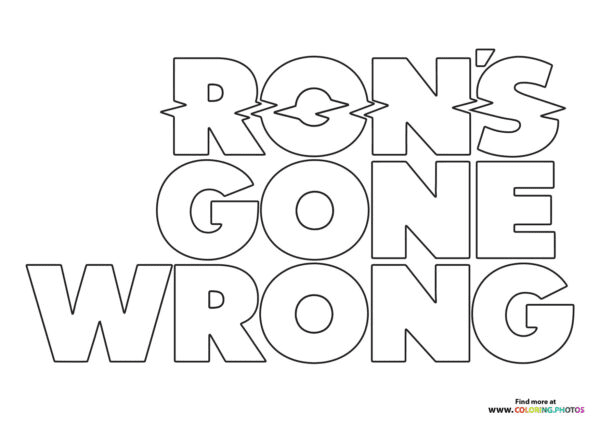 Ron's Gone Wrong logo Coloring Pages - Ron's Gone Wrong Coloring Pages -  儿童和成人的着色页