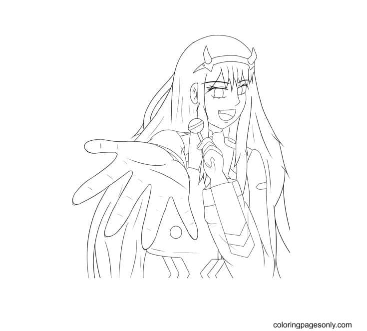 Zero Two From Darling In The FRANXX Coloring Pages - Zero Two Coloring Pages  - Coloring Pages For Kids And Adults