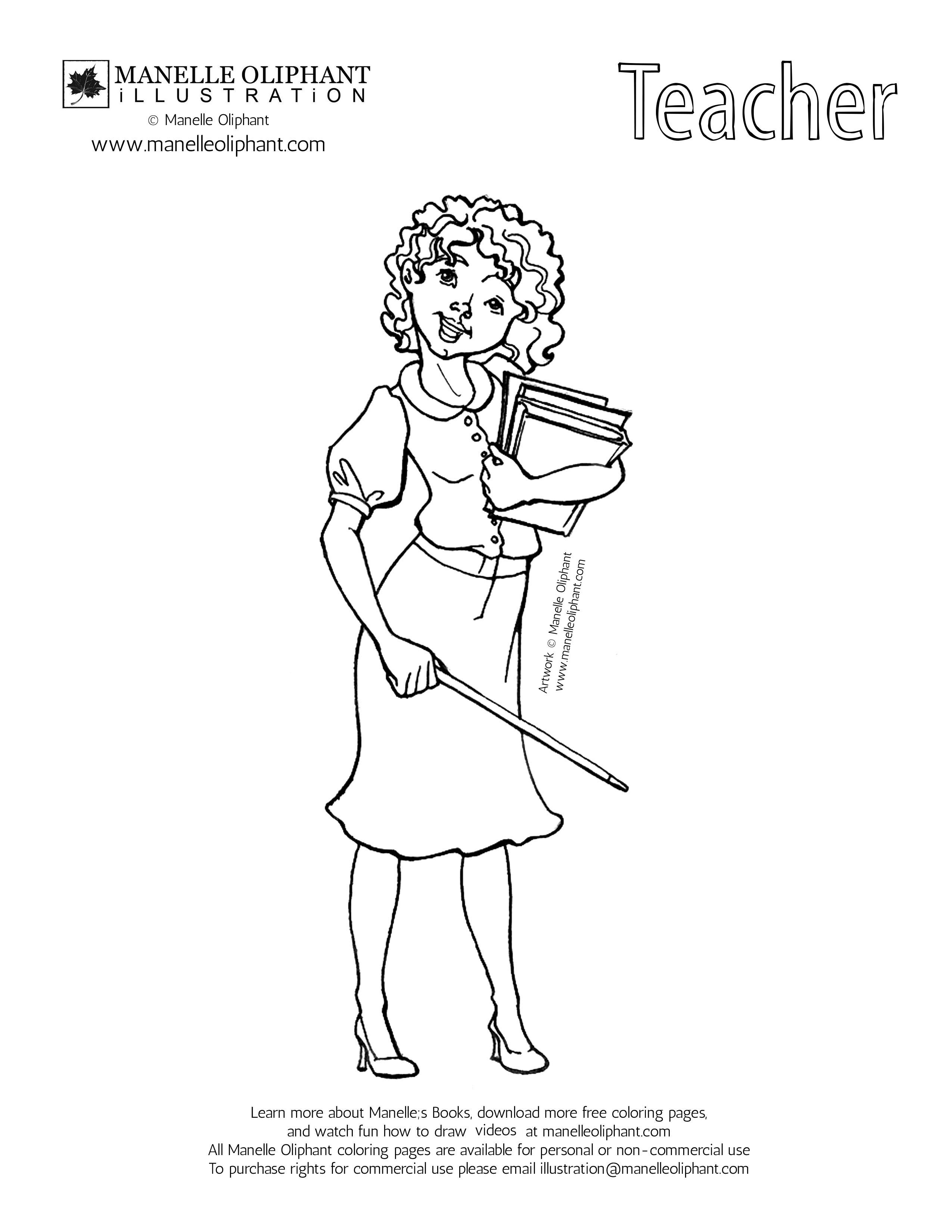 Manelle Oliphant Illustration Free Coloring Page Friday: Teacher ...