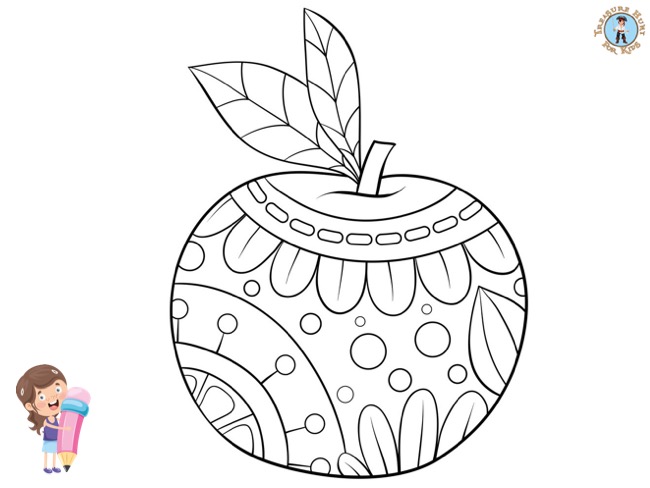Apple Coloring Page with details ...