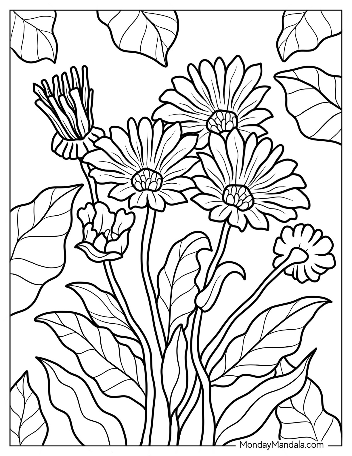 53 Flower Coloring Pages (Free PDF ...