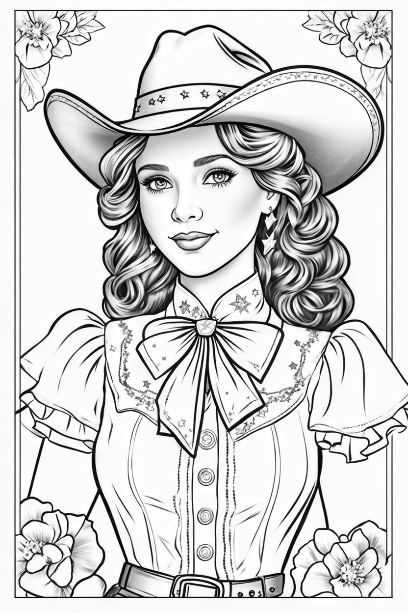 coloring book realistic farm girl pinup ...