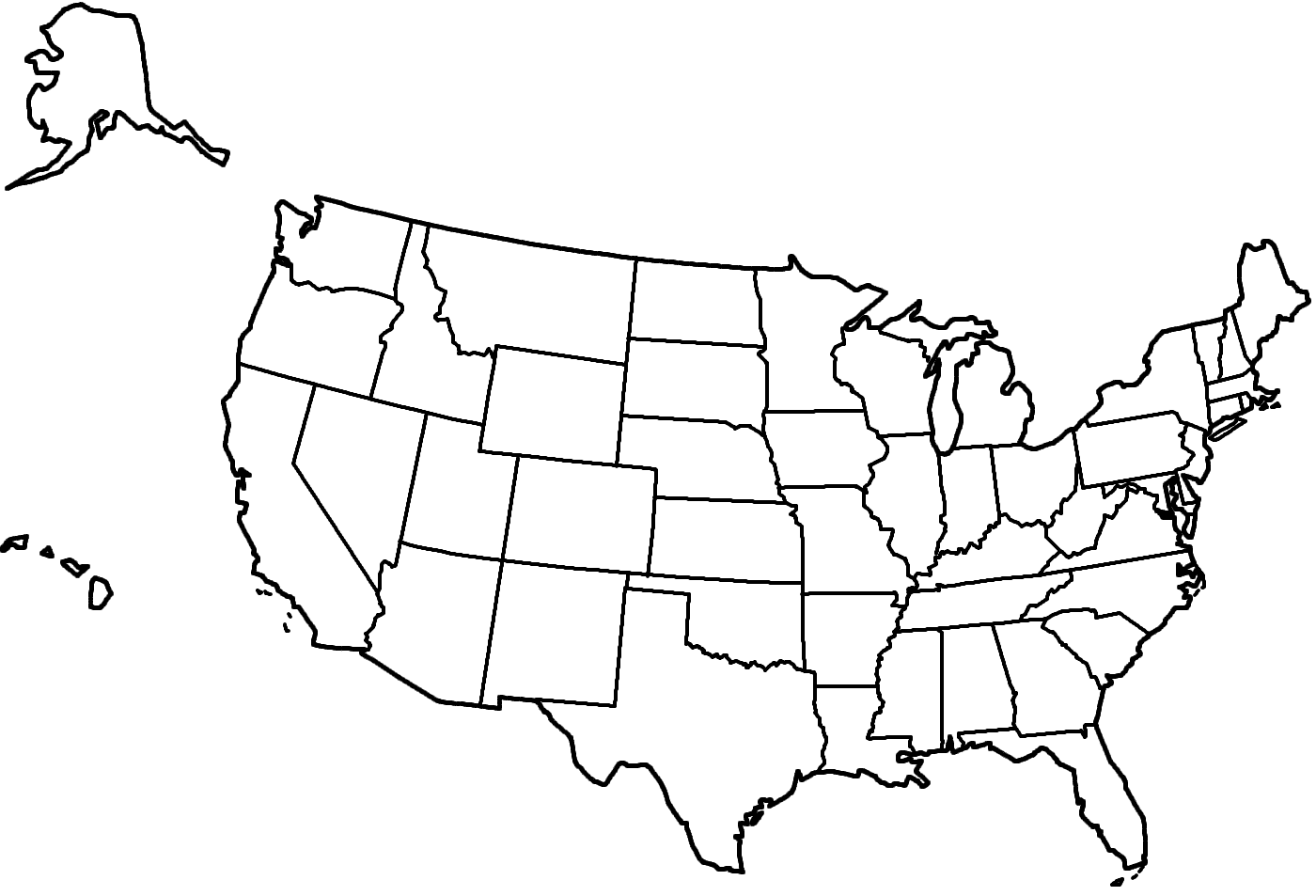 Map of the United States (Landscape) - Coloring Page (Independence ...