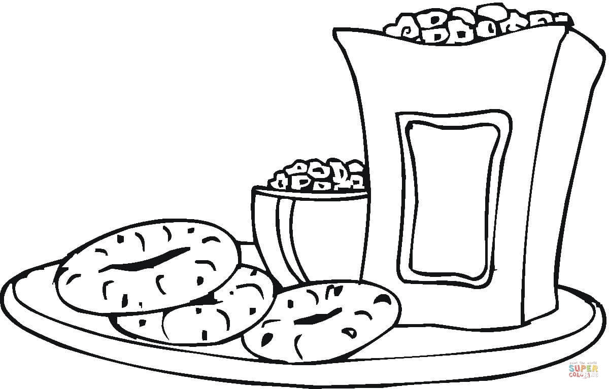 Bagels and Popcorn coloring page | Free Printable Coloring Pages