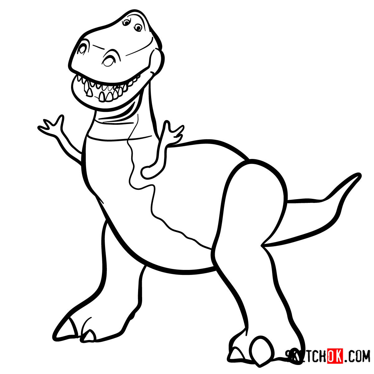 How to draw Rex | Toy Story - Sketchok easy drawing guides