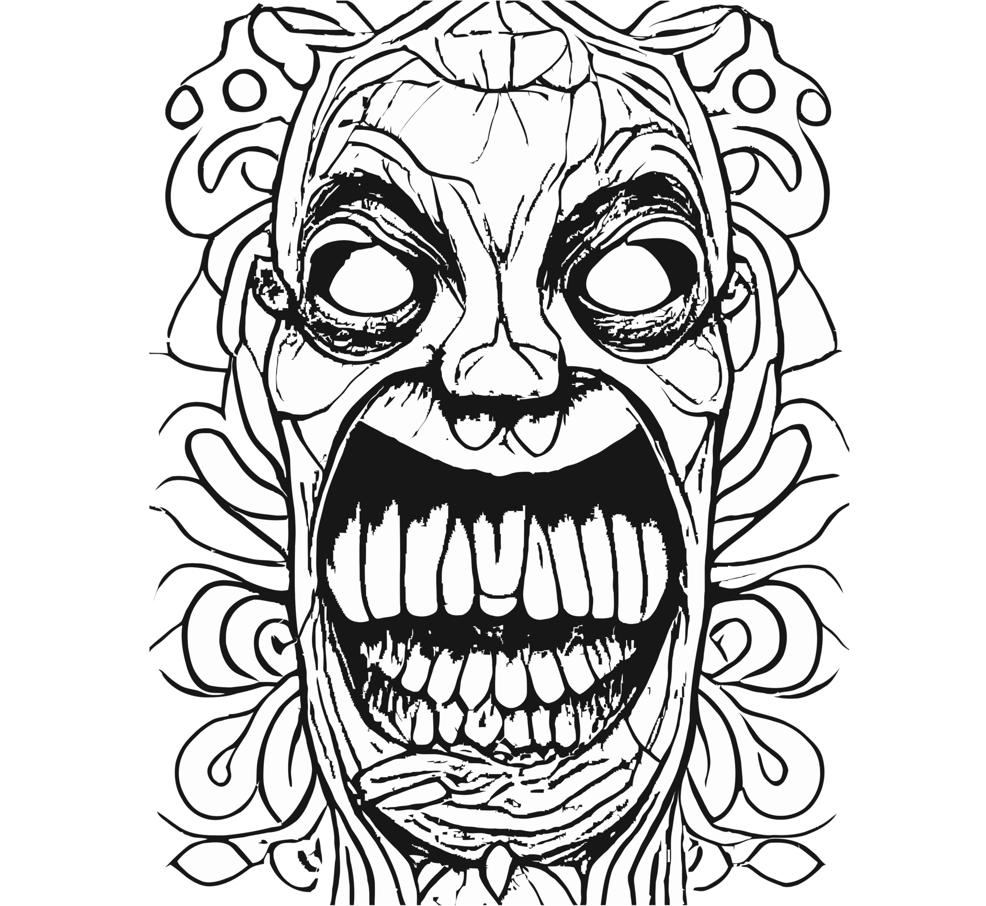 Scary Faces Coloring Pages 13126092 PNG